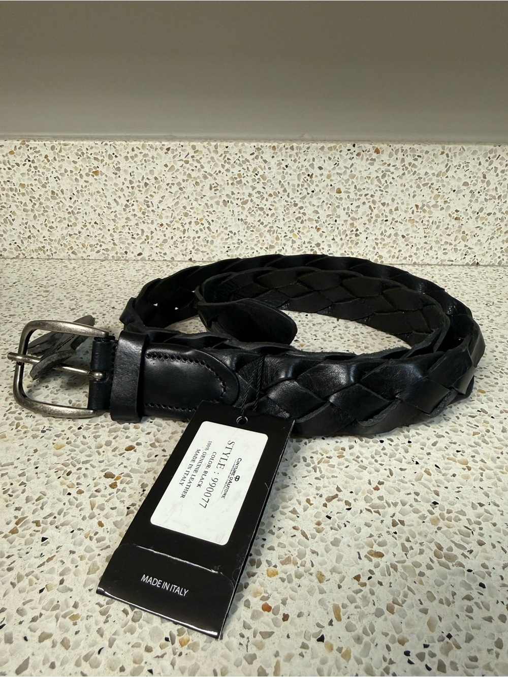 CINTURE D’AUTORE size 34 or 85 Made in Italy Black Braided Leather Belt - Mens